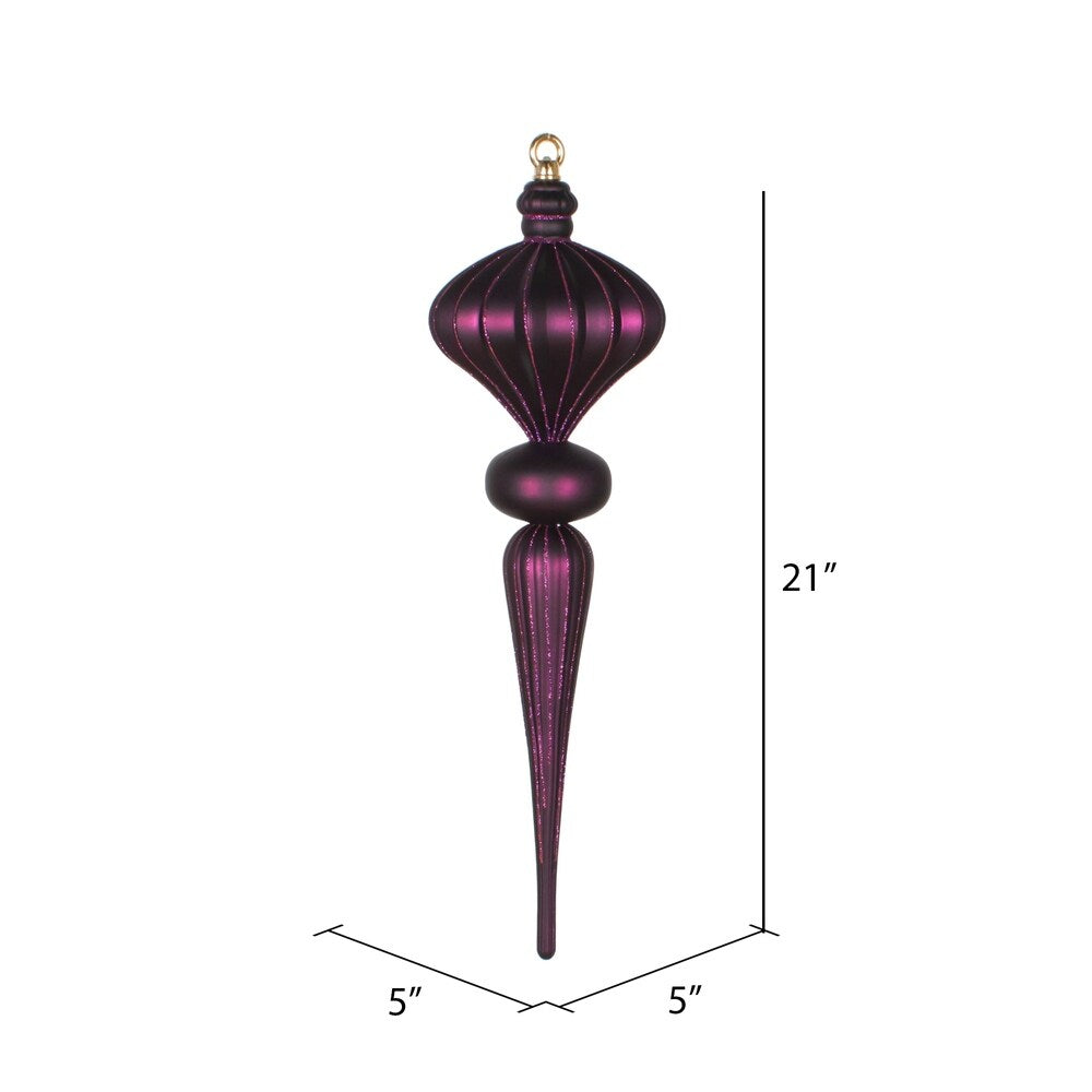 Vickerman 21" Plum Matte Finial Ornament with Glitter Accents - Purple
