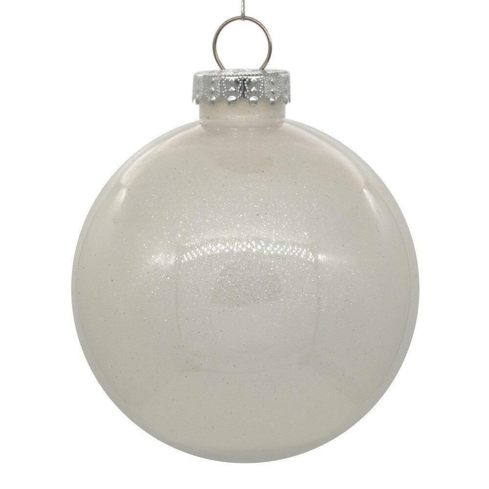 Vickerman 3" Clear Ball Christmas Ornament with White Glitter Interior, 12 Pieces per bag