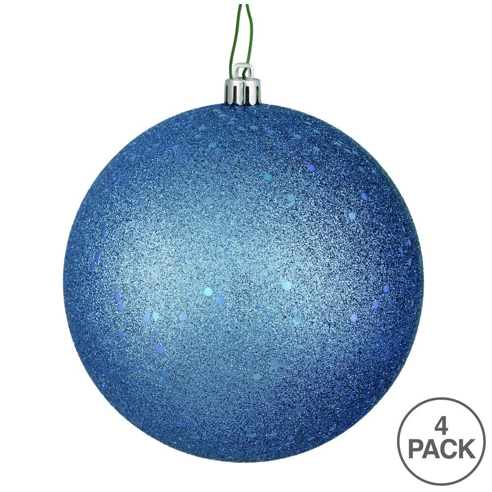 Vickerman 4.75" Periwinkle Sequin Ball Ornament, 4 per Bag - Blue