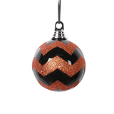 Vickerman 4" Black Orange Round Ornament, 4 per bag.
