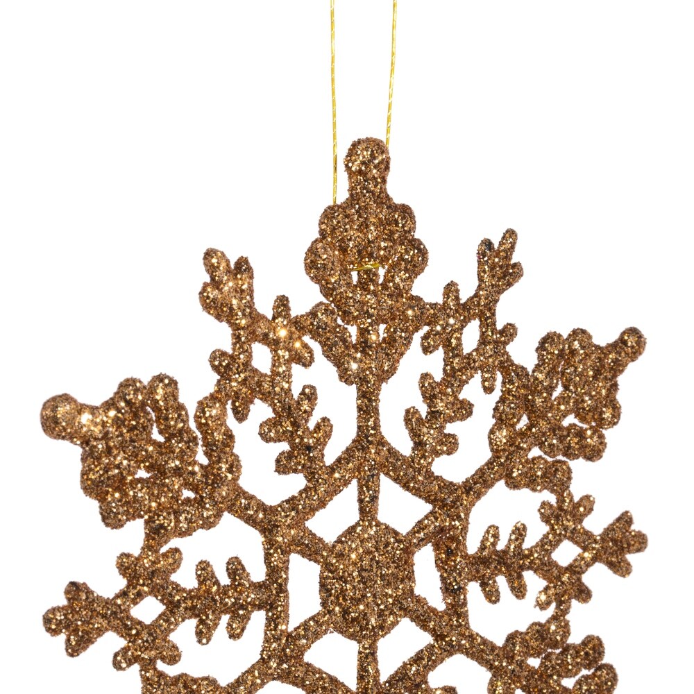 Vickerman 4" Rose Gold Glitter Snowflake Christmas Ornament, 24 per Box