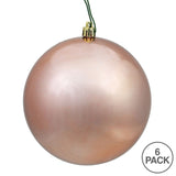 Vickerman 4" Rose Gold Shiny Ball Ornament, 6 per Bag