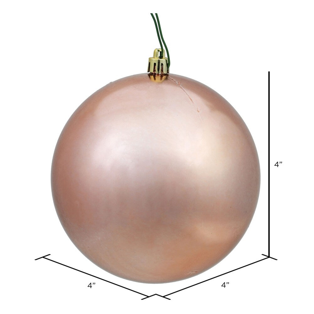 Vickerman 4" Rose Gold Shiny Ball Ornament, 6 per Bag