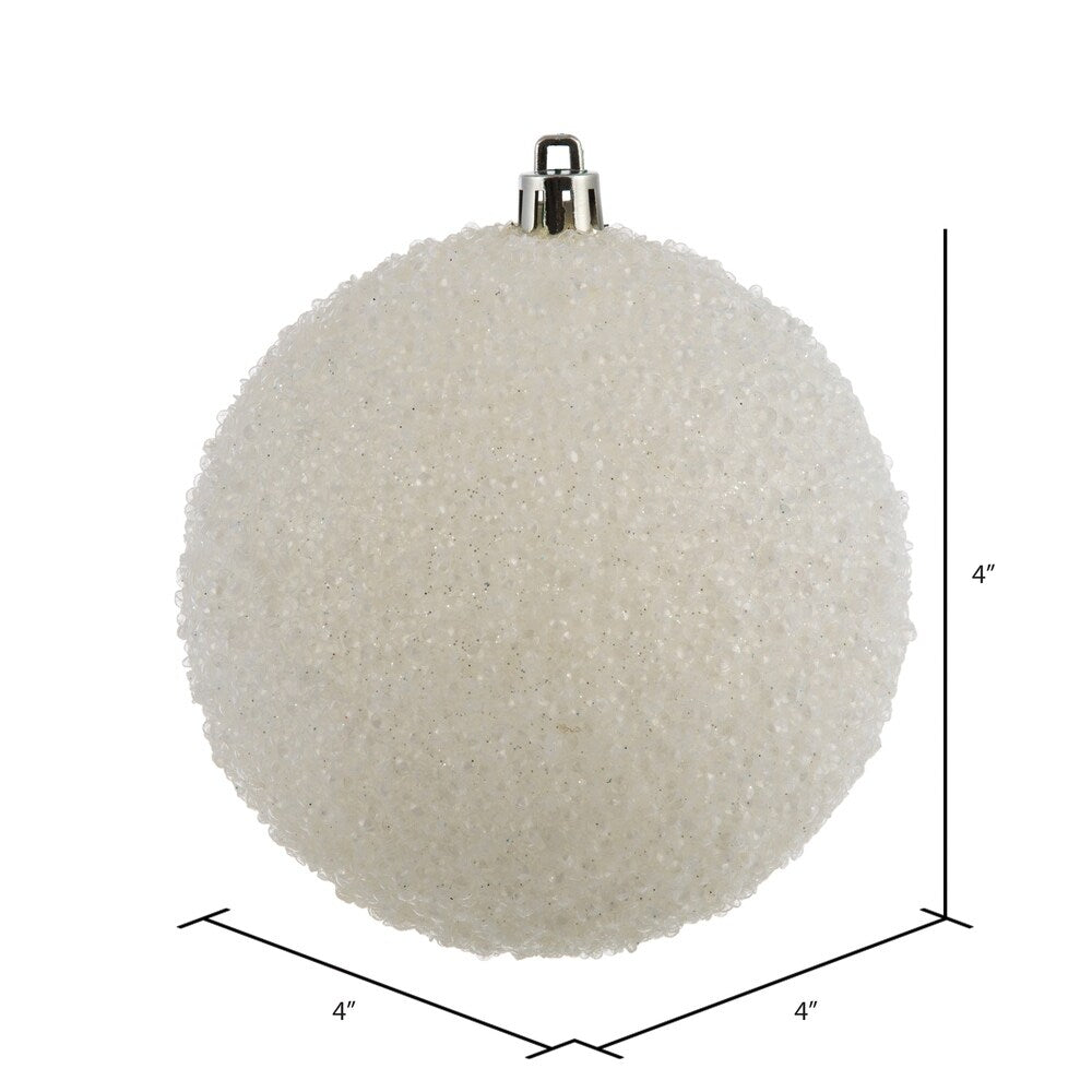 Vickerman 4" White Beaded Ball Ornament, 6 per Bag