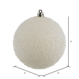 Vickerman 4" White Beaded Ball Ornament, 6 per Bag