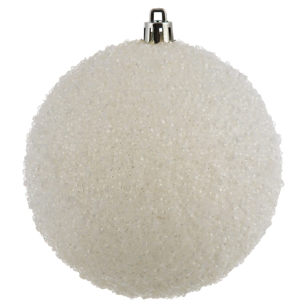 Vickerman 4" White Beaded Ball Ornament, 6 per Bag