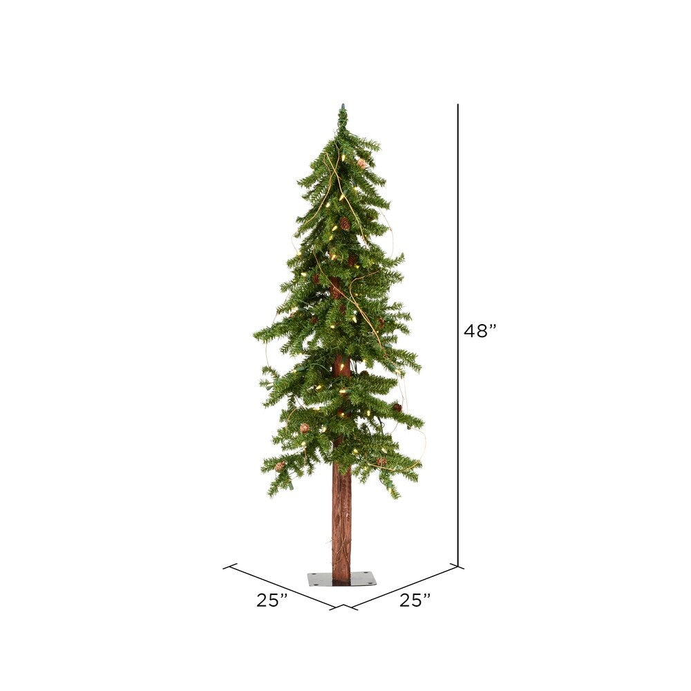 Vickerman 4' Alpine Artificial Christmas Tree, Warm White Dura-lit LED Lights