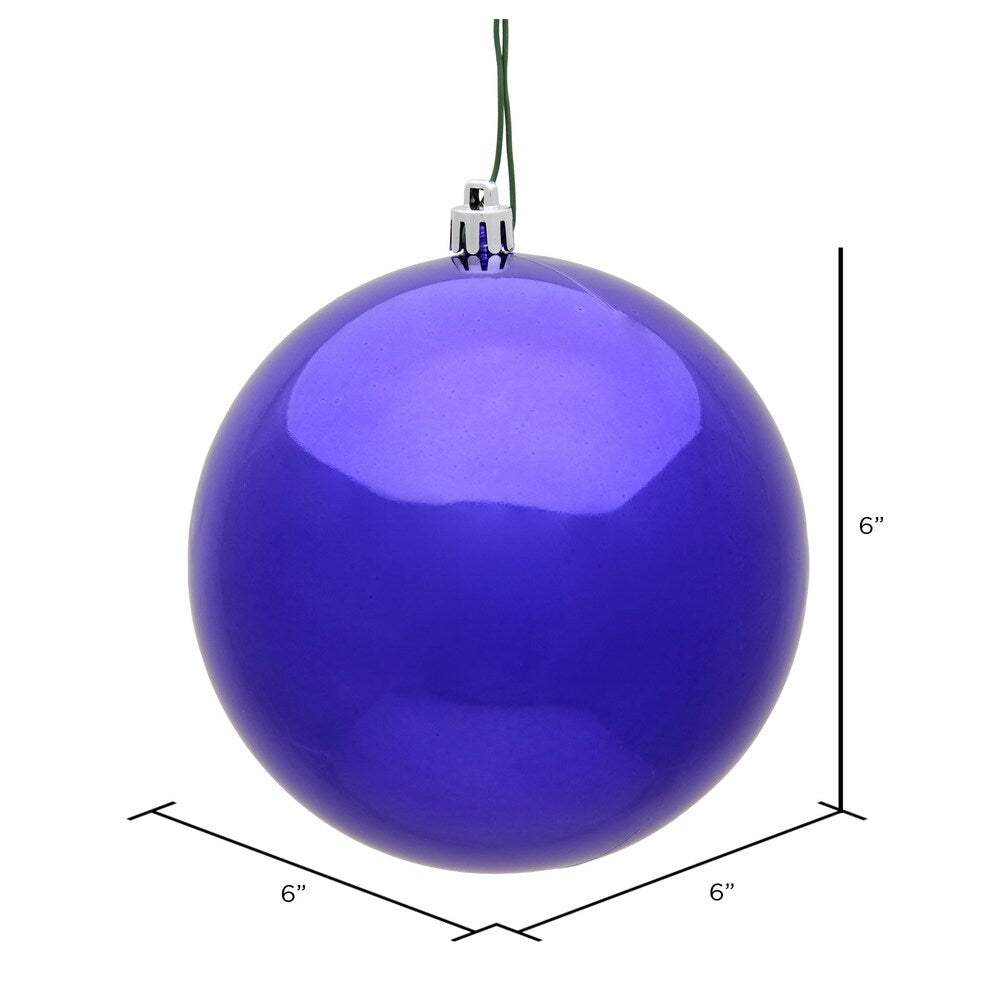 Vickerman 6" Purple Shiny Ball Ornament, 4 per Bag