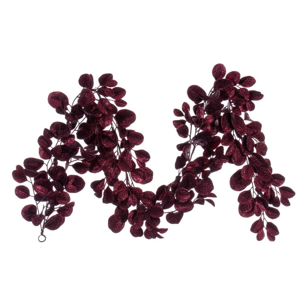 Vickerman 6' Burgundy Artificial Dogwood Glitter Garland.