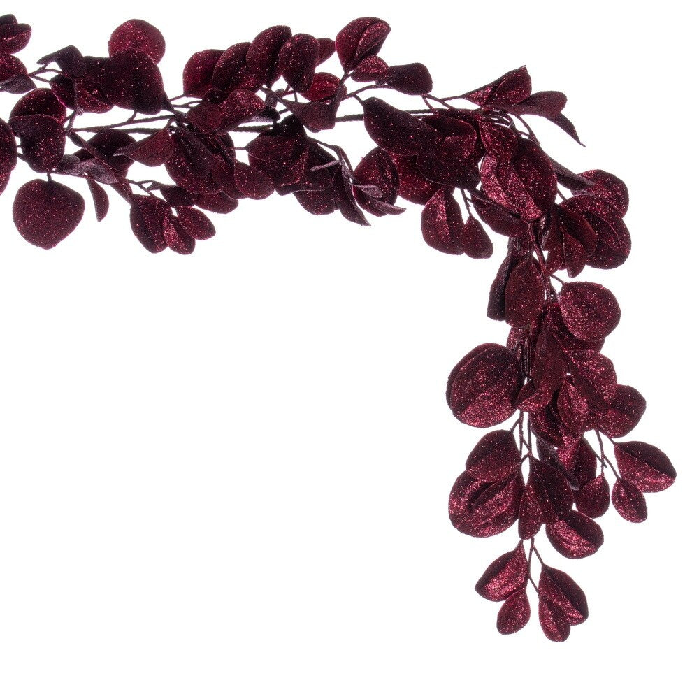 Vickerman 6' Burgundy Artificial Dogwood Glitter Garland.
