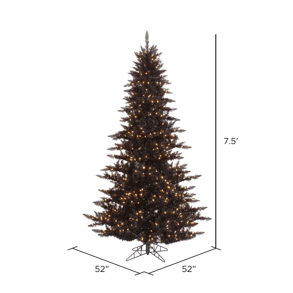 Vickerman 7.5' Black Fir Artificial Christmas Tree, Warm White Dura-lit LED Lights