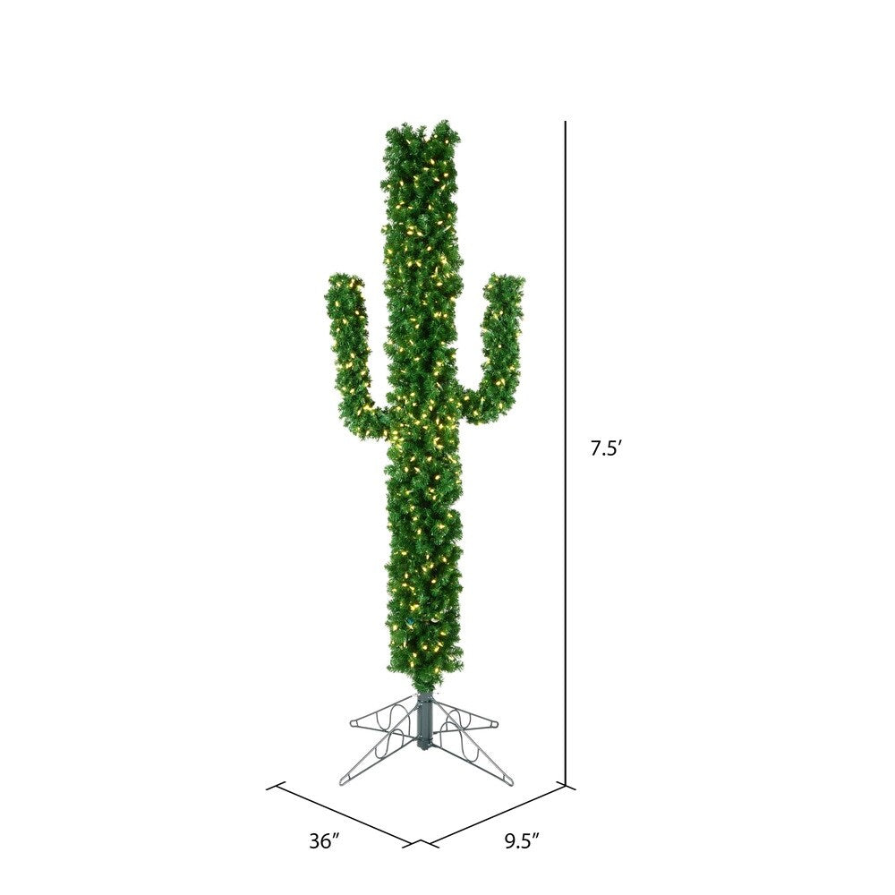Vickerman 7.5' Cactus Pine Artificial Christmas Tree, Warm White Dura-Lit LED Lights