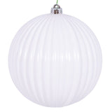 Vickerman 8" White Shiny Lined Ball Ornament, 1 per Bag.