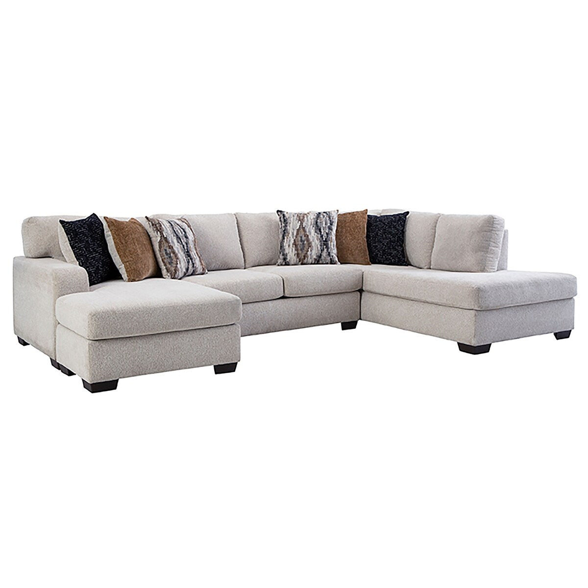 Victor 3-Piece Chaise Sectional with Ottoman, Sand