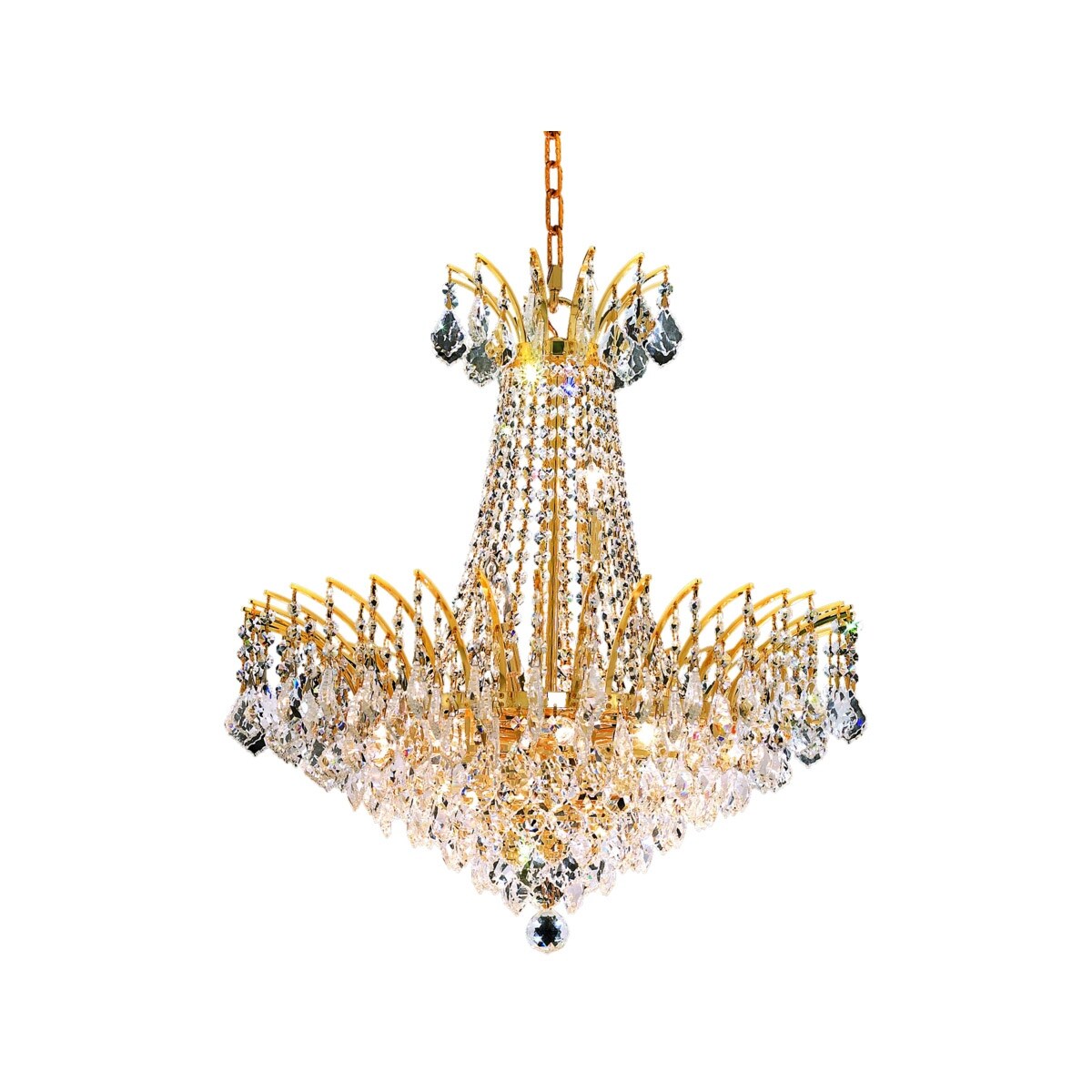 Victoria 11 light Gold Chandelier Clear Elegant Cut Crystal - One Size