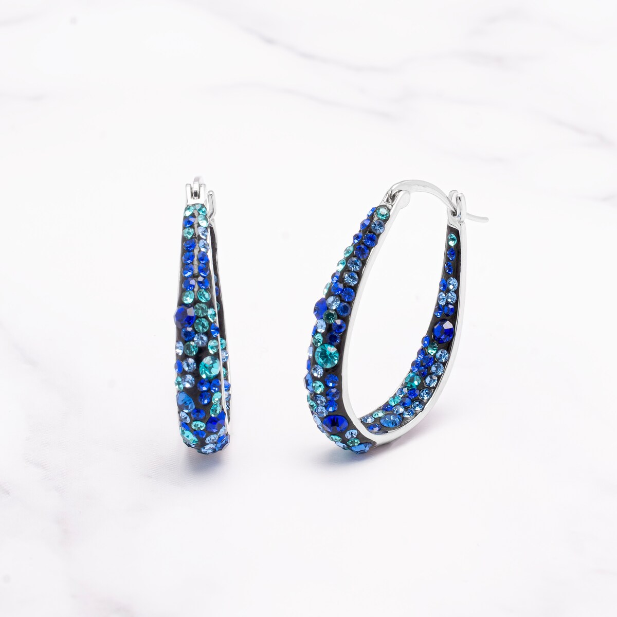 Victoria Townsend Inside Out Blue Crystal Hoop Earrings