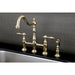 Kingston Brass Victorian High Spout Lever-Handles Bridge Kitchen Faucet with Side Sprayer
