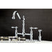Kingston Brass Victorian High Spout Lever-Handles Bridge Kitchen Faucet with Side Sprayer