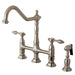 Kingston Brass Victorian High Spout Lever-Handles Bridge Kitchen Faucet with Side Sprayer