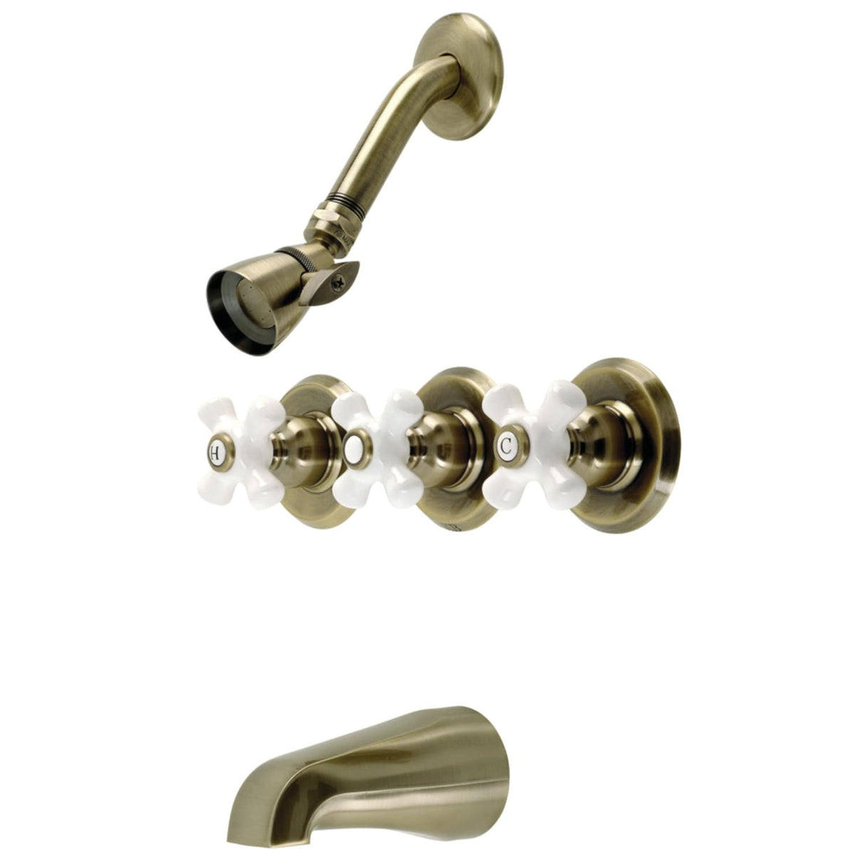 Kingston Brass Victorian Three-Handle Tub and Shower Faucet