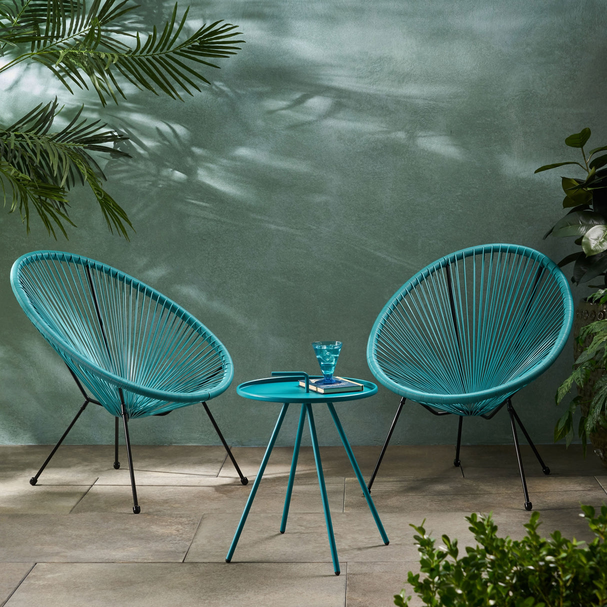 Vida Outdoor Woven 3 Piece Chat Set by Christopher Knight Home