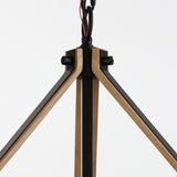 VidaLite Savannah 6-Light Rustic Farmhouse Style Chandelier, Natural Brown & Matte Black Round Pendant Chandelier Light