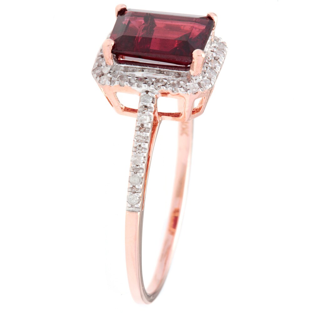 Viducci 10k Rose Gold Gemstone and Diamond Ring (1/5 TDW)