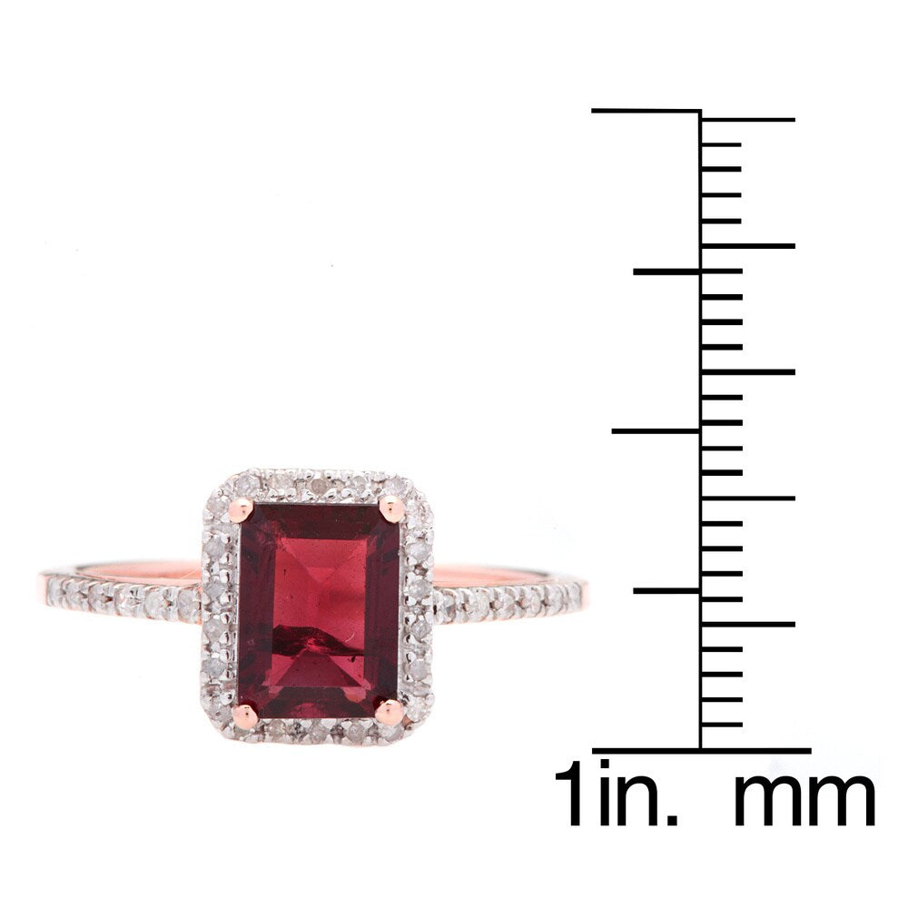 Viducci 10k Rose Gold Gemstone and Diamond Ring (1/5 TDW)