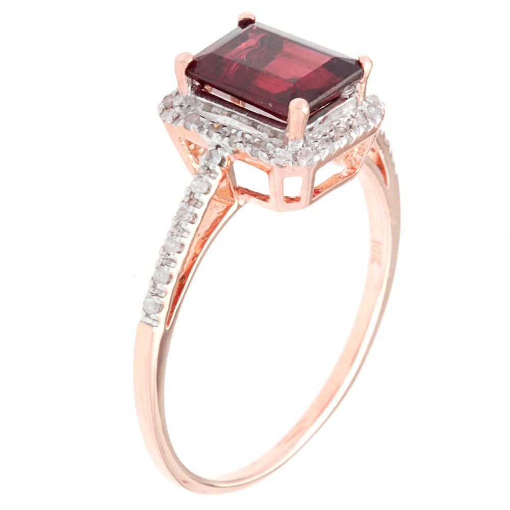 Viducci 10k Rose Gold Gemstone and Diamond Ring (1/5 TDW)