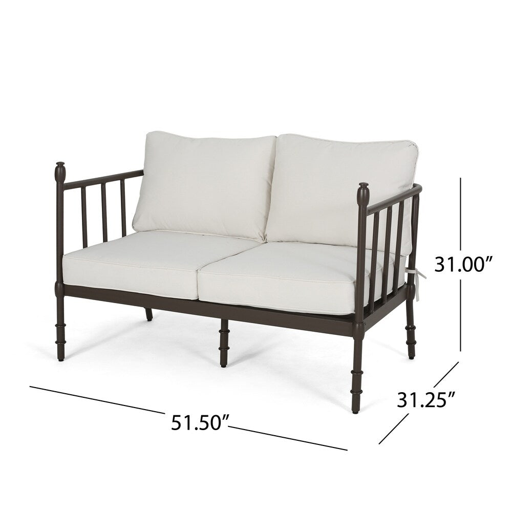 Vienne Outdoor Cushioned Aluminum Loveseat and Coffee Table by Christopher Knight Home