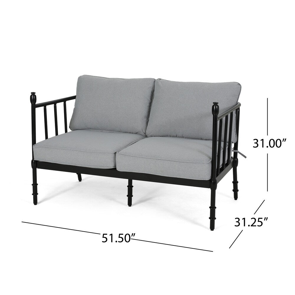 Vienne Outdoor Cushioned Aluminum Loveseat and Coffee Table by Christopher Knight Home