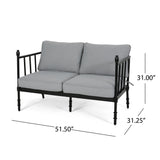 Vienne Outdoor Cushioned Aluminum Loveseat and Coffee Table by Christopher Knight Home