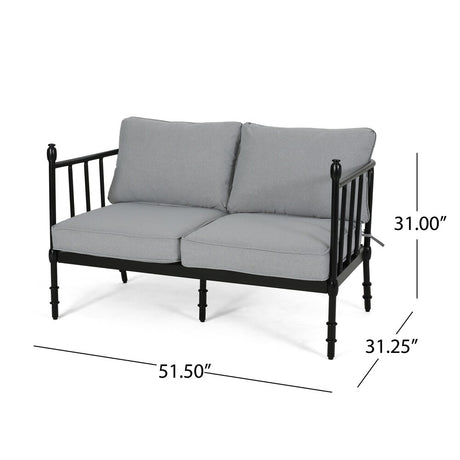 Vienne Outdoor Cushioned Aluminum Loveseat and Coffee Table by Christopher Knight Home