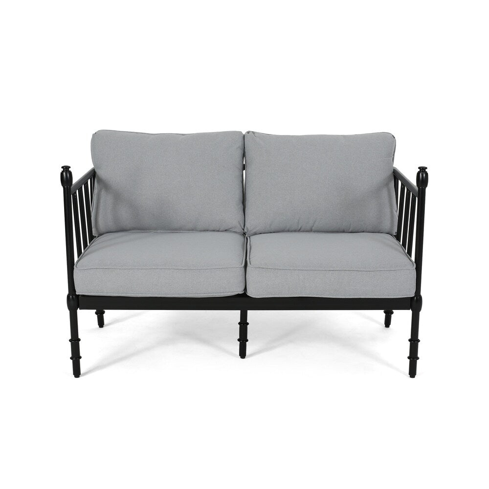 Vienne Outdoor Cushioned Aluminum Loveseat and Coffee Table by Christopher Knight Home