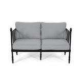 Vienne Outdoor Cushioned Aluminum Loveseat and Coffee Table by Christopher Knight Home