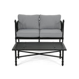 Vienne Outdoor Cushioned Aluminum Loveseat and Coffee Table by Christopher Knight Home
