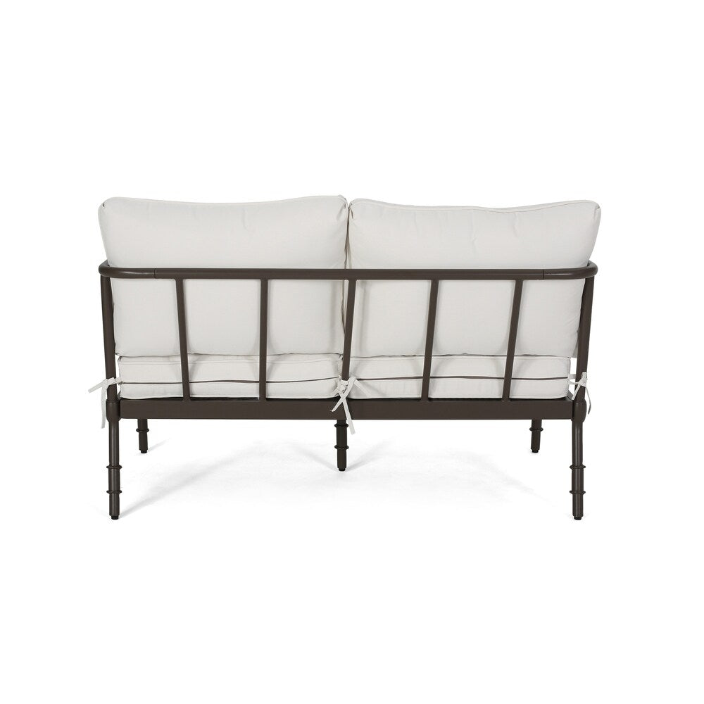 Vienne Outdoor Cushioned Aluminum Loveseat and Coffee Table by Christopher Knight Home