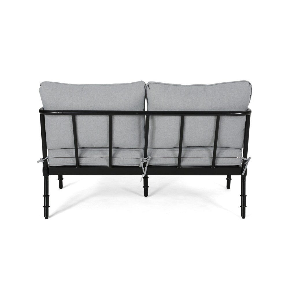 Vienne Outdoor Cushioned Aluminum Loveseat and Coffee Table by Christopher Knight Home