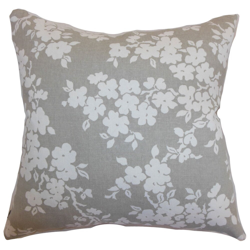 Vieste Floral 22-inch Down Feather Throw Pillow Smoke