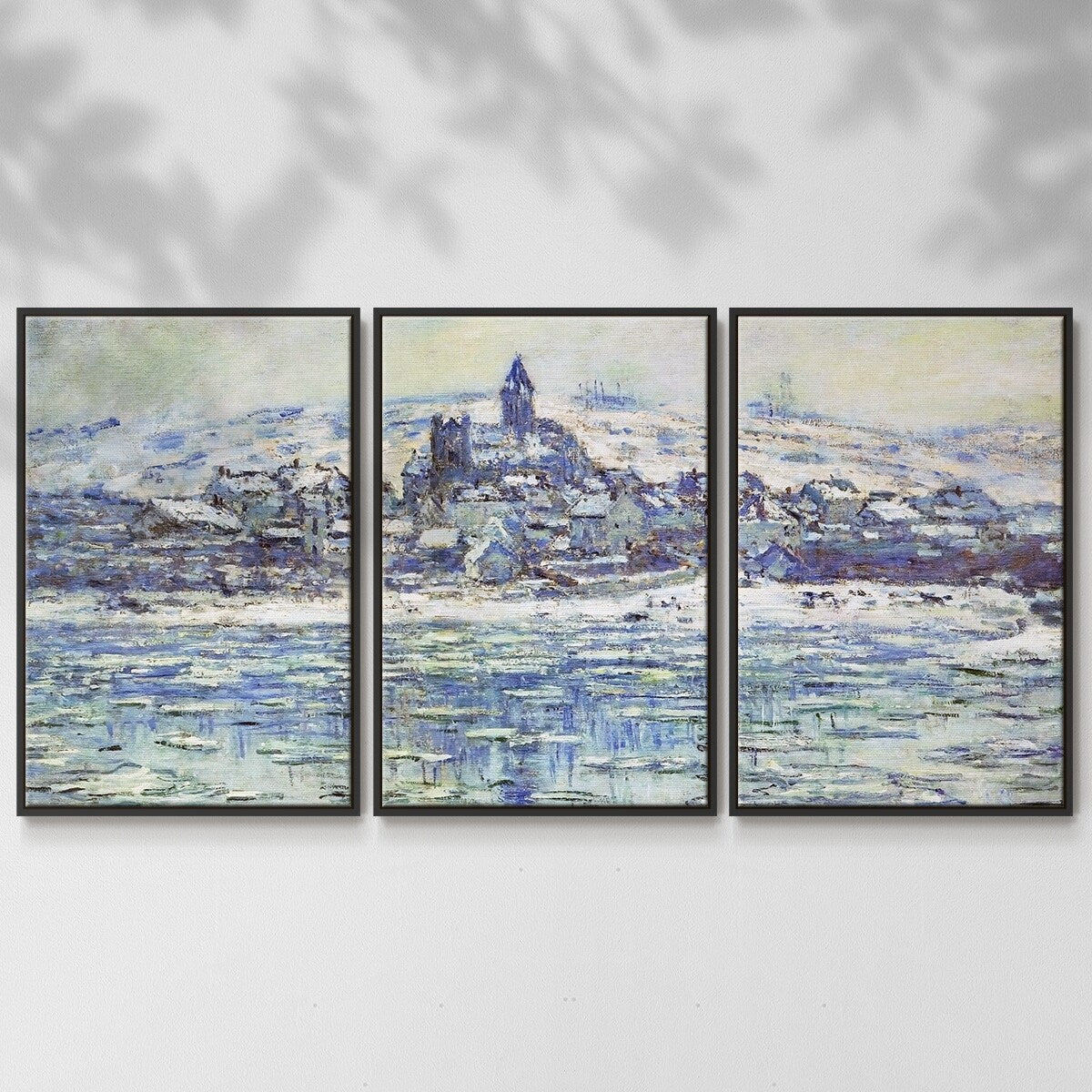 View of Vetheuil, Ice Floes, 1881 - Multi Piece Framed Canvas