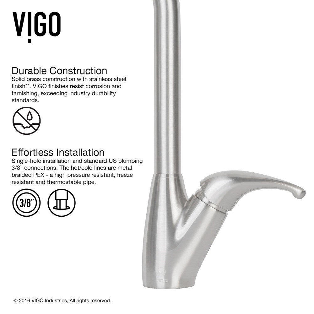 VIGO Undermount Stainless-Steel Swivel Kitchen Sink Faucet/Dispenser - Steel