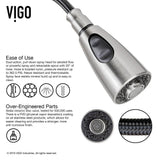 VIGO Undermount Stainless-Steel Swivel Kitchen Sink Faucet/Dispenser - Steel