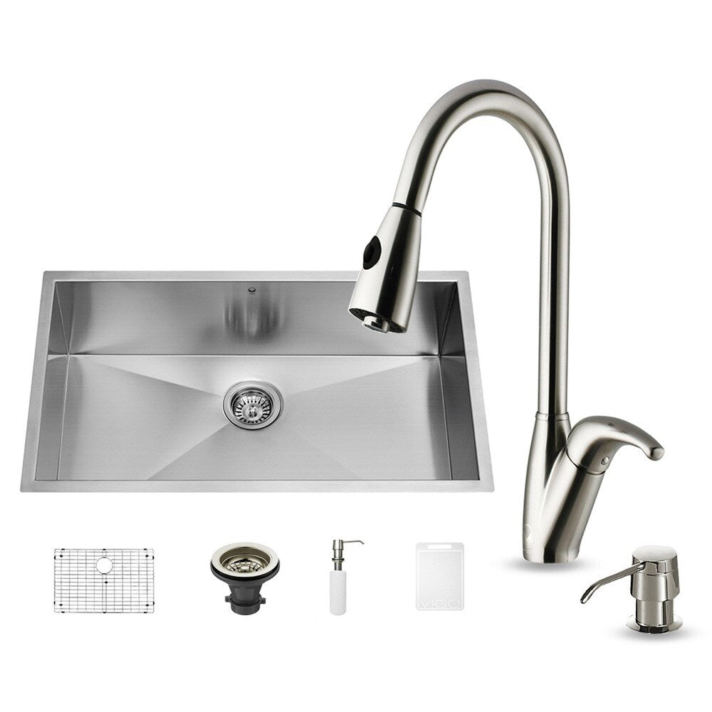 VIGO Undermount Stainless-Steel Swivel Kitchen Sink Faucet/Dispenser - Steel