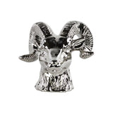 Vigorous Ceramic Horned Sheep Head- Silver