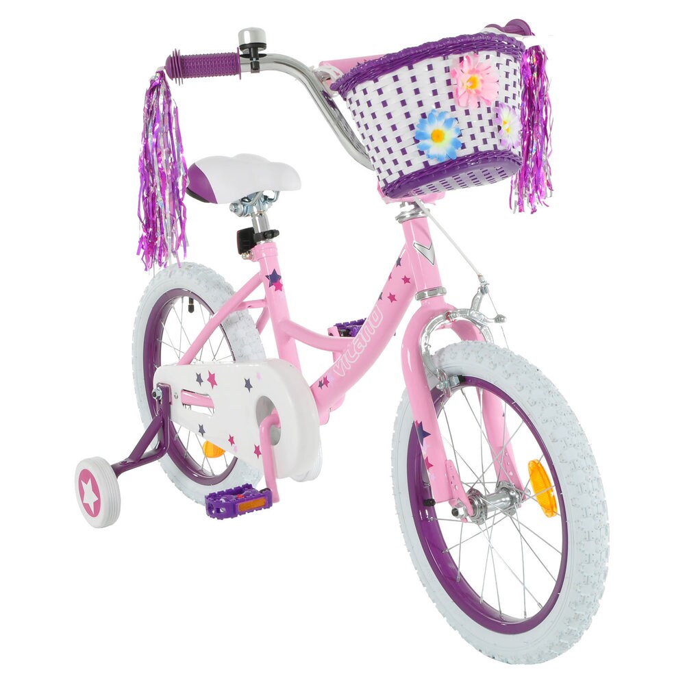 Vilano Girl's 14-inch Bike with Training Wheels and Basket