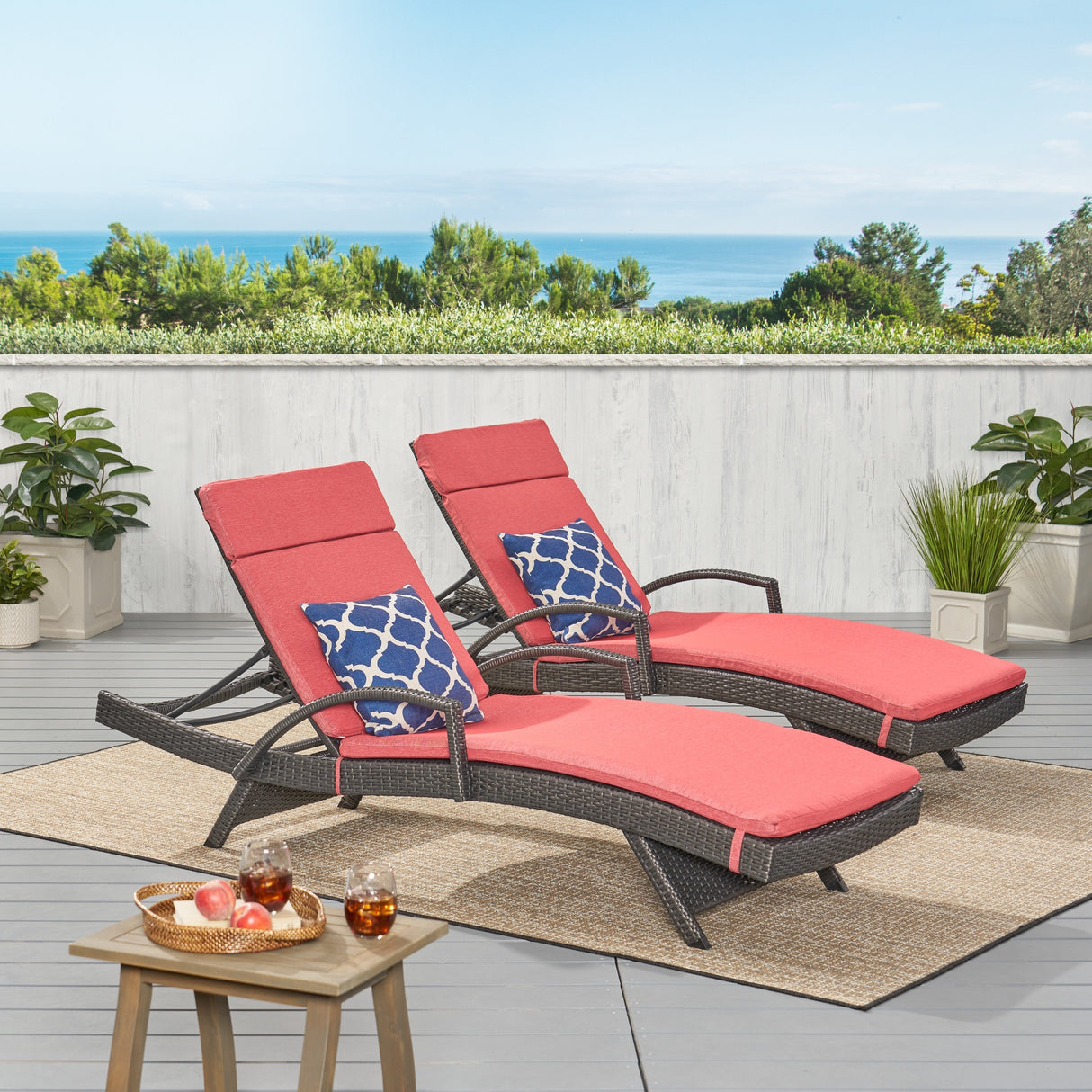 Vilano Outdoor Cushioned Lounge Chair (Set of 2) by Christopher Knight Home