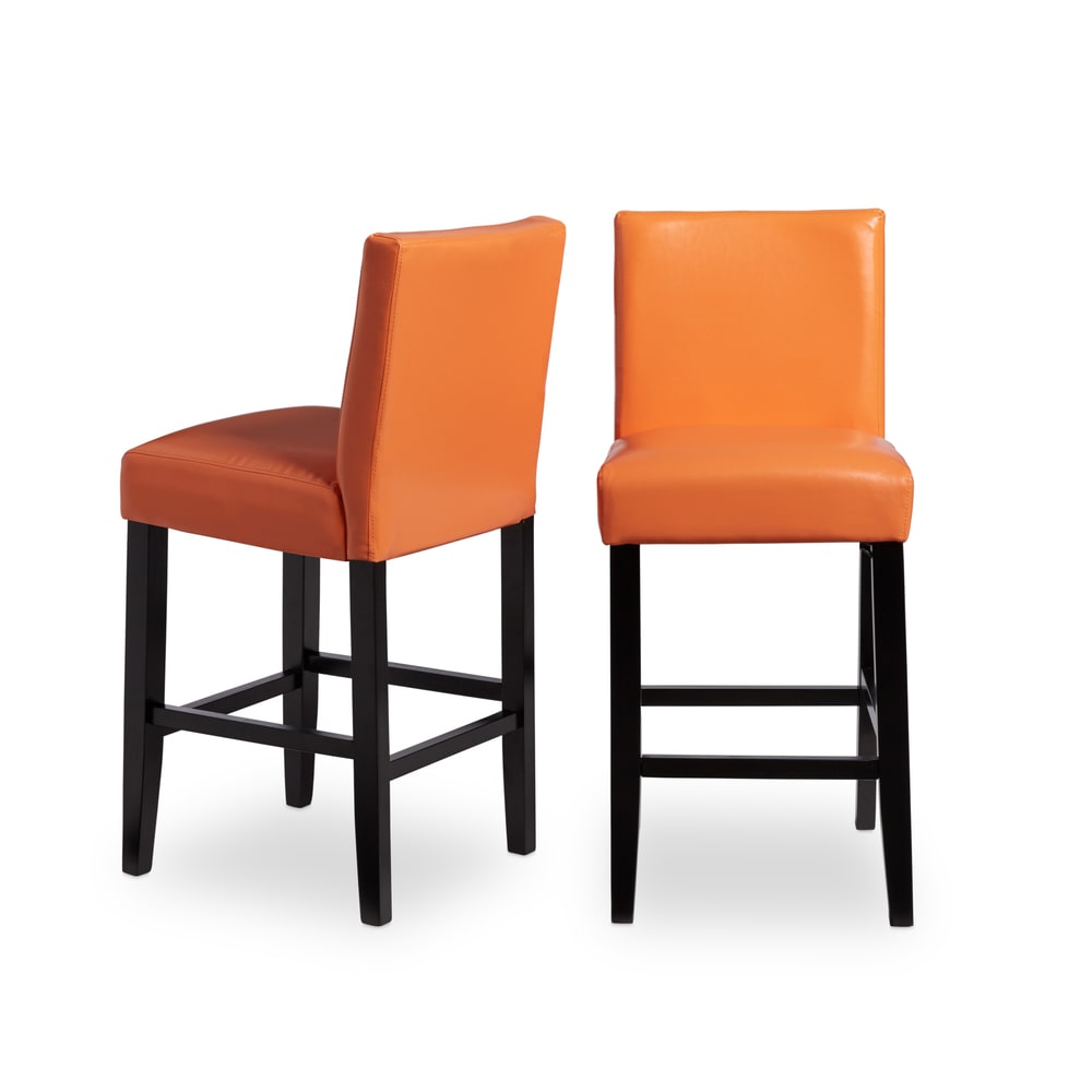 Villa Faux Leather Upholstered Counter Stools (Set of 2)