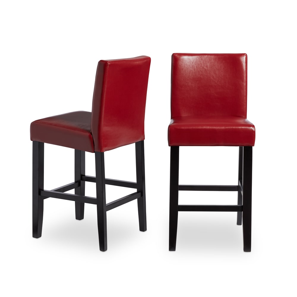 Villa Faux Leather Upholstered Counter Stools (Set of 2)