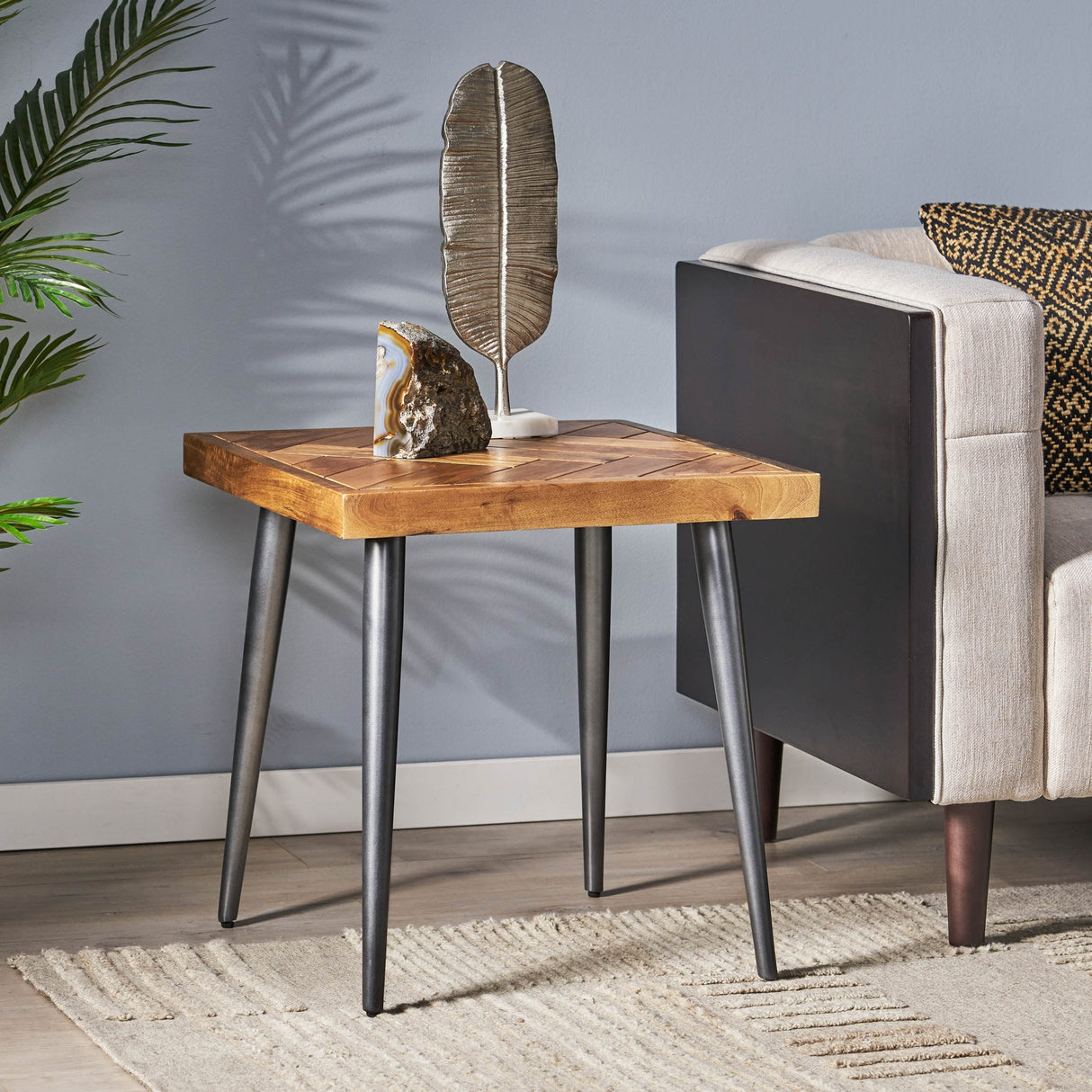 Villard Mango Wood Handcrafted Parquet Side Table by Christopher Knight Home - 22.00" L x 22.00" W x 22.50" H