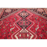 Vinatge Shiraz Oriental Tribal Hand Knotted Wool Persian Area Rug - 10'1" x 7'1"